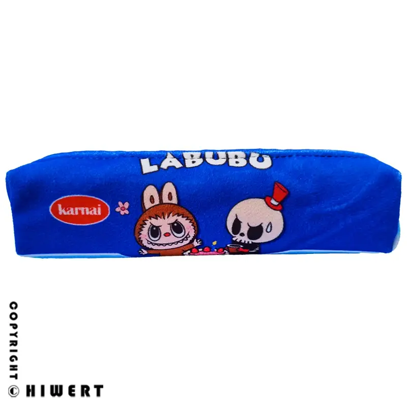 جامدادی مخمل آبی طرح لبوبو Labubu و اسکلت تایکوصو