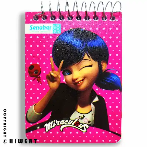 دفترچه یادداشت سیمی دخترانه طرح دختر کفشدوزکی و گربه سیاه (Miraculous Ladybug) برند صنوبر