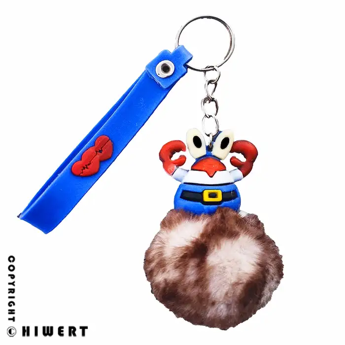 خرید اینترنتی جاکلیدی سیلیکونی طرح آقای خرچنگ به همراه پوم پوم با بهترین قیمت.