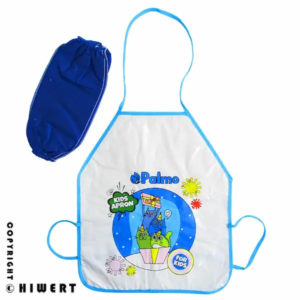 پیش بند و کاور نقاشی کودک پالمو طرح گربه آبی با آستین جداگانه و جنس واترپروف درجه یک موجود در انبار های ورت.