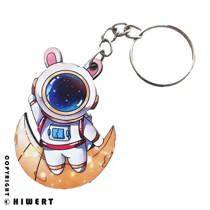 جاکلیدی چوبی فانتزی طرح خرگوش فضانورد با چاپ رنگی باکیفیت در فروشگاه های ورت