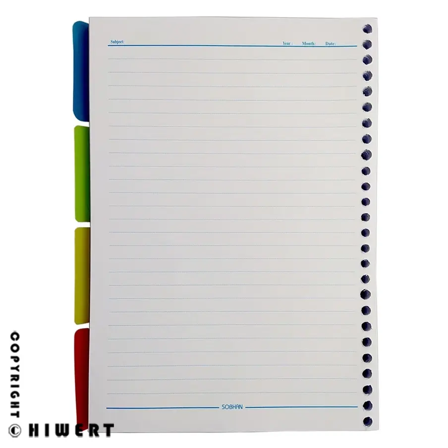 برگه کلاسوری خط دار استاندارد مدل 001 همراه جداکننده