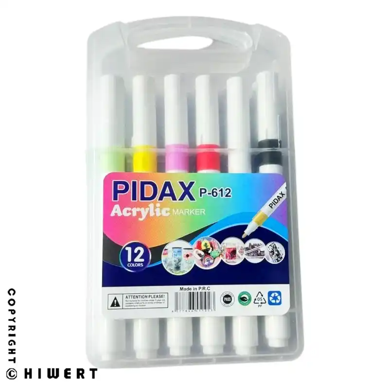 خرید ماژیک چند منظوره پیداکس P-612 بسته 12 عددی. دارای نوک نمدی گرد، رنگ‌ های زنده و ماندگار روی کاغذ.
