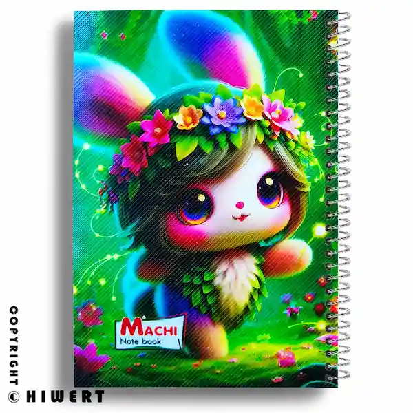 نمای کلی دفتر 50 برگ فنری با طرح مدرن هوش مصنوعی و جلد منعطف در های ورت