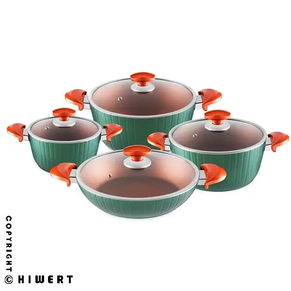 خرید سرویس پخت و پز ۸ پارچه عروس مدل فورج دلوین با روکش گرانیت نچسب و بدنه فورج مقاوم.