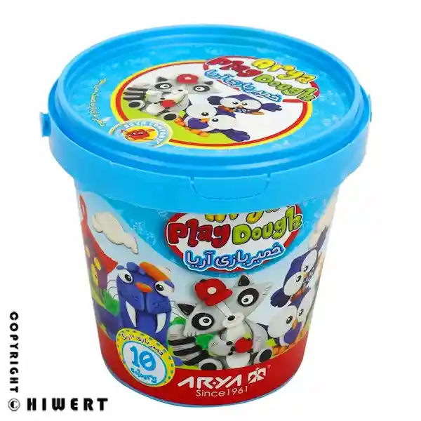 خرید خمیر بازی سطلی ۱۰ رنگ آریا مدل ۱۰۶۵ با ست کامل ابزار و شابلون های متنوع در فروشگاه های ورت