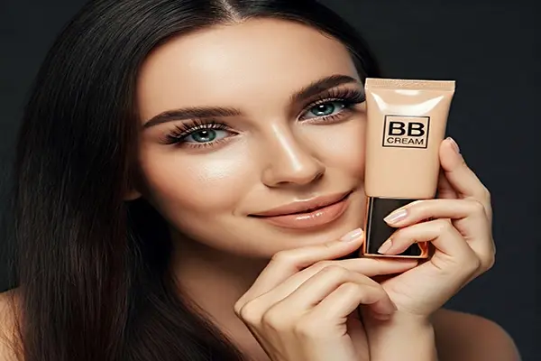 عکس یک BB کرم با کیفیت - نمایش بافت و رنگ - پوشش دهی طبیعی، تصویری از خانمی در حال استفاده از BB کرم