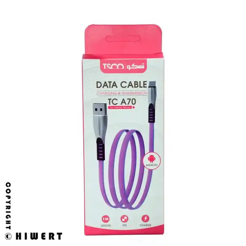 تصویر کابل تبدیل USB به microUSB برند تسکو مدل TC A70 | مناسب شارژر، پاوربانک و لپ تاپ | HIWERT.