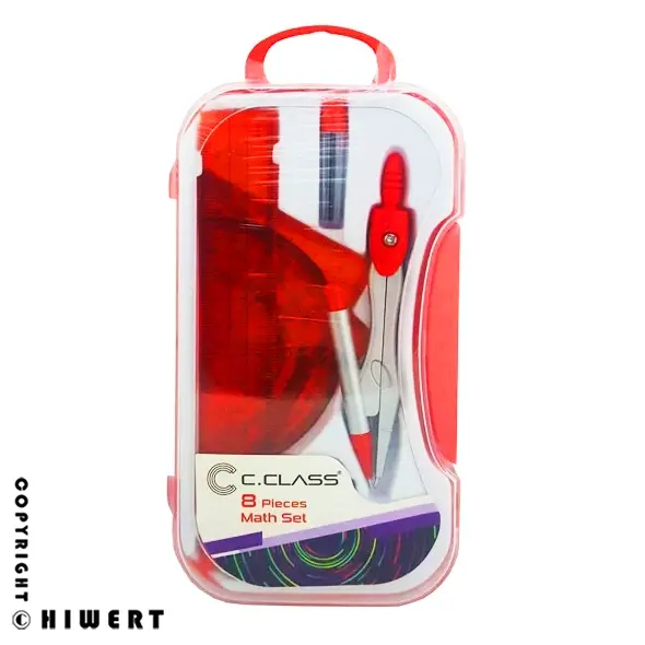 ست هندسی ۷ تکه سی کلاس مدل CS-313-M، شامل خط کش، گونیا، نقاله و پرگار فلزی، بهترین پک کامل برای درس ریاضی و هندسه.