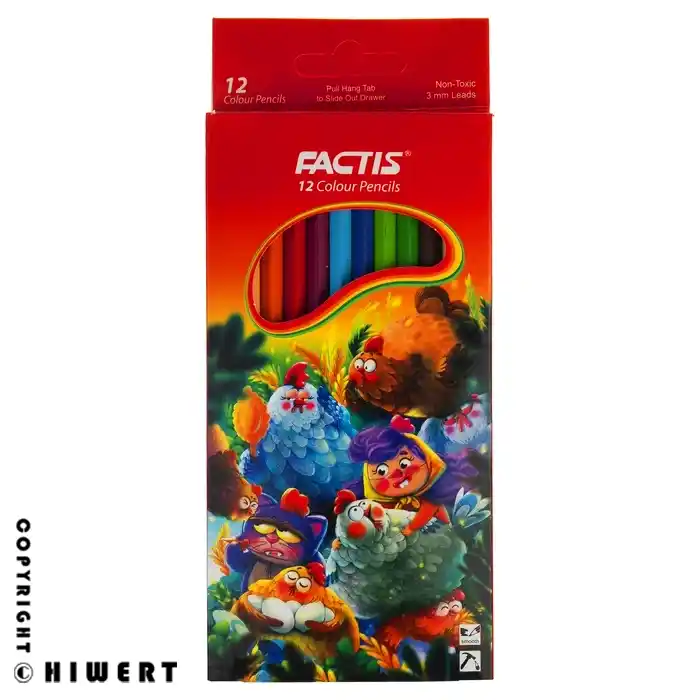 پکیج ۱۲ عددی مداد رنگی فکتیس مطابق با استاندارد ASTM آمریکا برای سلامت کودکان در فروشگاه های ورت
