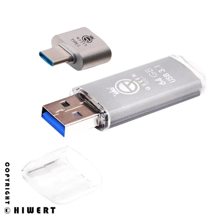 خرید فلش مموری کوئین تک مدل Quick CPlus 64GB با رابط پرسرعت USB 3.1، بدنه فلزی ضد آب و ضربه. دارای مبدل USB-C برای اتصال به موبایل