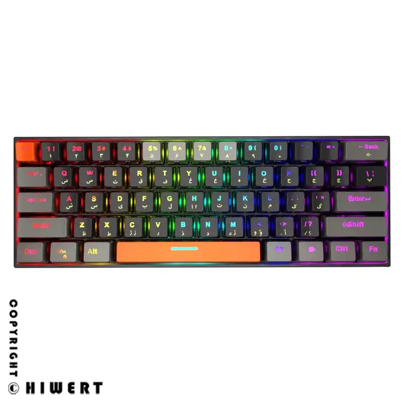 نمای کلی کیبورد گیمینگ مکانیکال تسکو مدل GK8161 با نورپردازی RGB در های ورت