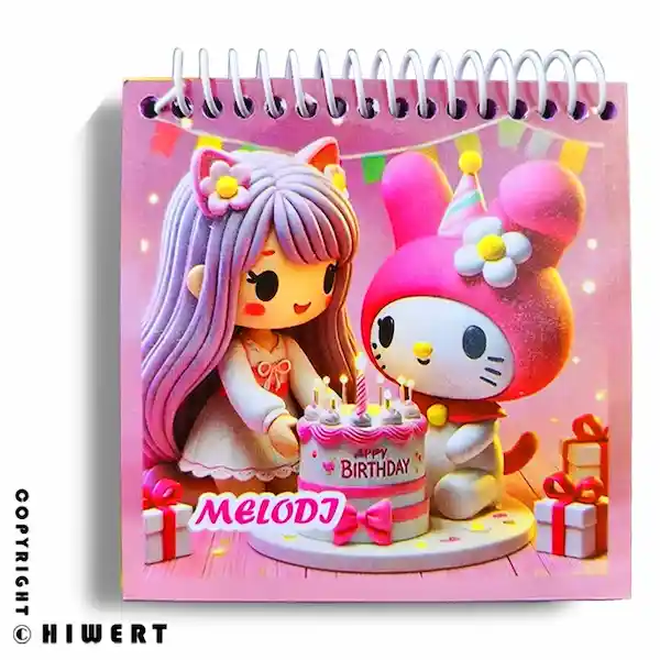 خرید دفترچه یادداشت سیمی طرح مای ملودی (My Melody) و هلو کیتی. دارای صفحات داخلی رنگی و حاشیه‌ دار.