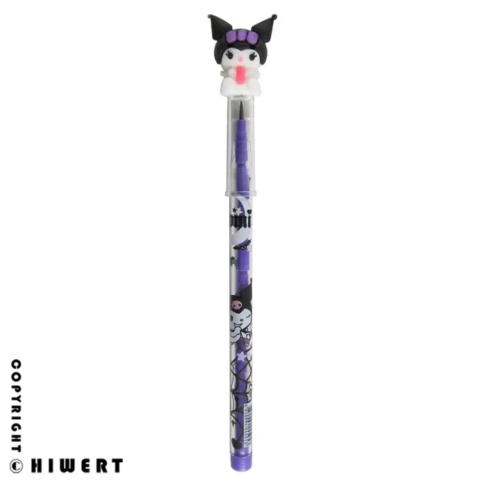 عکس مداد فشنگی بنفش و مشکی کاراکتر Kuromi دارای فیگور سیلیکونی سه بعدی جداشونده در سایت های ورت