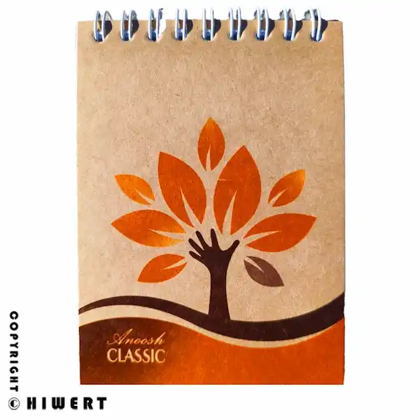 دفترچه یادداشت سیمی ۸۰ برگ انوش (Anoosh) مدل جلد سخت با طرح زیبای درخت زندگی، یک دفترچه شیک و باکیفیت، خرید از های ورت.