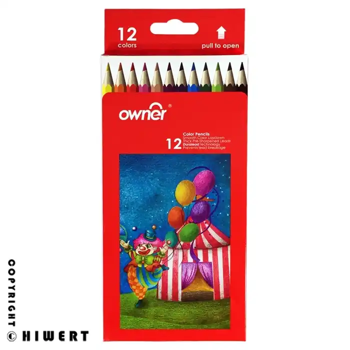 مداد رنگی ۱۲ رنگ اونر مدل دورالید طرح دلقک و سیرک با مغزی نشکن