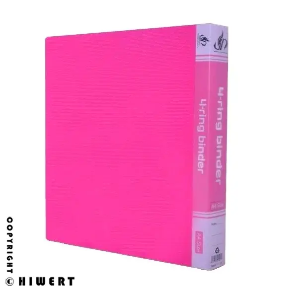 کلاسور ۴ حلقه A4 با جلد پلاستیکی صورتی رنگ، محصولی شیک و بادوام برای دانشجویان جهت بایگانی جزوات، خرید از های ورت.