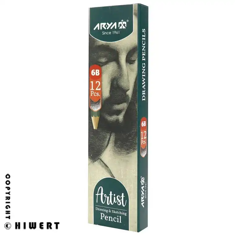 بسته ۱۲ عددی مداد طراحی آریا مدل Artist با درجه سختی تخصصی 6B؛ ایده‌ آل برای سایه‌ های عمیق و طراحی اکسپرسیو.